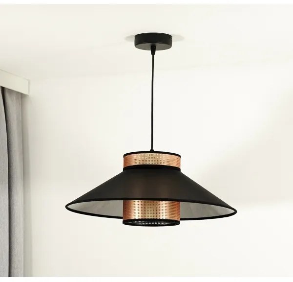 Duolla - Lampadario a sospensione con filo RIO SHINY 1xE27/15W/230V diametro 45 cm nero/rame