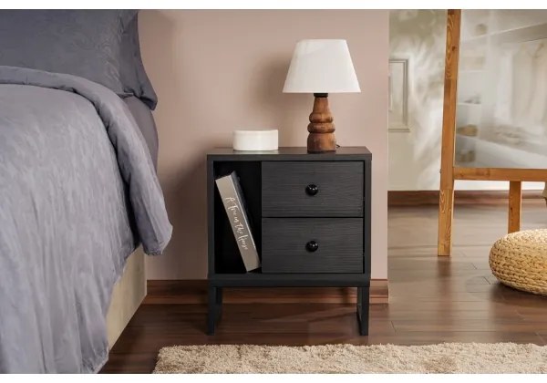 Comodino GLIMMER 50x45,2 cm nero