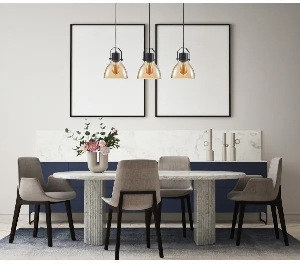 ITALUX PND-22371-3-BK+AMB - Lampadario a sospensione con filo DARLENA 3xE27/40W/230V nero/marrone