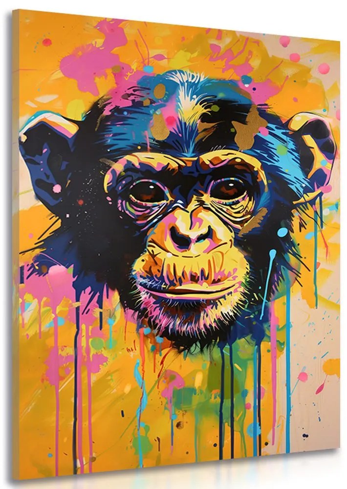 Quadro su tela – Scimmia con imitazione di pittura