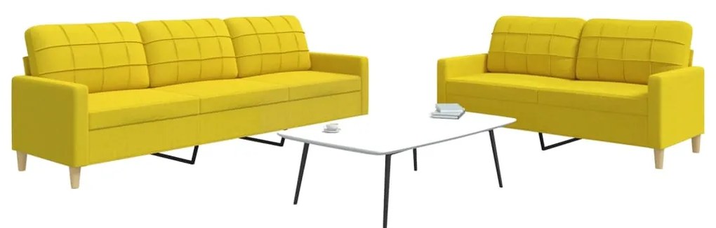 Set Di Divani 2 Pz Giallo Chiaro İn Tessuto /