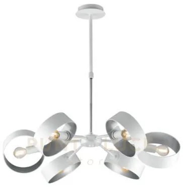 Sospensione olympic bianco/silver 6xe14 67x16cm