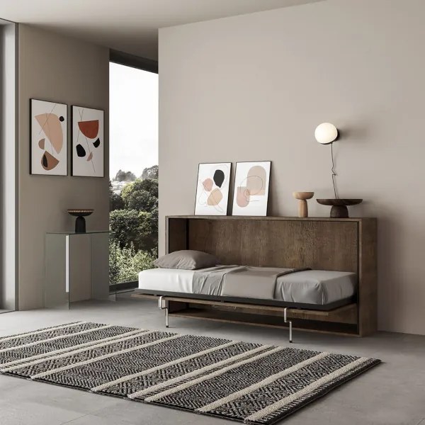 Letto a scomparsa orizzontale - KANDO singolo Noce