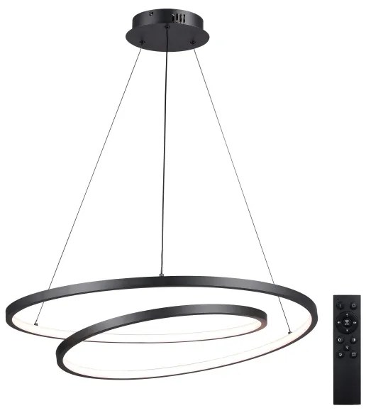 Brilagi-LED Lampadario dimmerabile sospeso su cavo TWISTER LED/75W/230V Ø 70 cm nero + telecomando