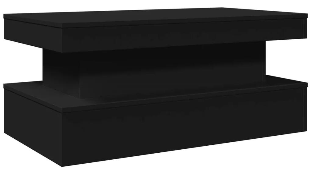 Tavolino da soggiorno con luci led nero 90x50x40 cm