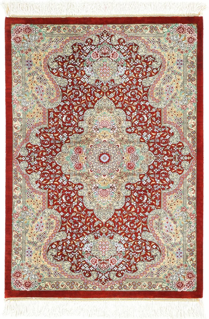 Ghom Tappeto 90x60 (Iran) Annodato A Mano