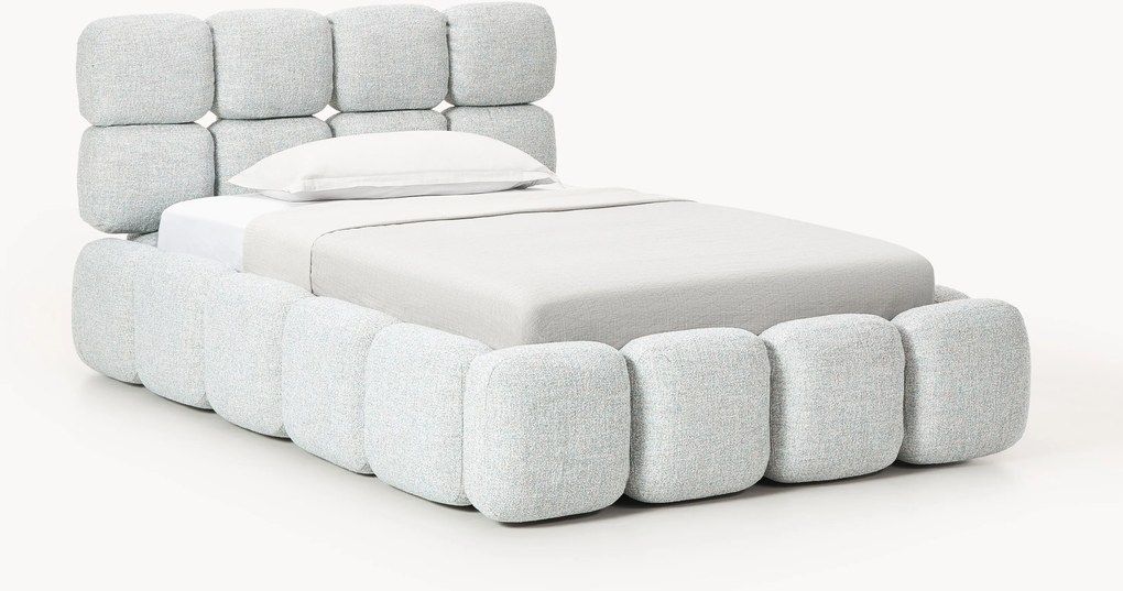 Letto singolo imbottito in teddy bouclé Tayla