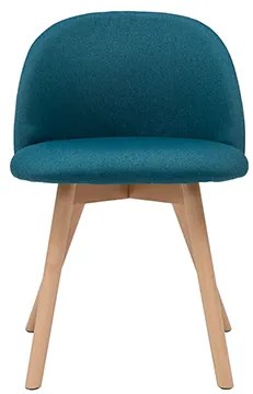 Sedie scandinave in tessuto blu anatra e legno massello di faggio (set di 2) CELESTE