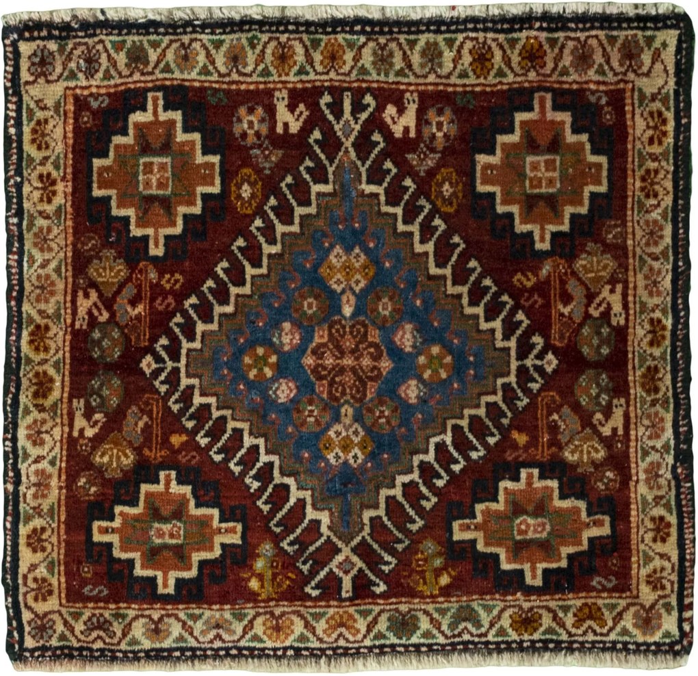 Shiraz Tappeto 60 x 60 Rosso (Iran) Annodato A Mano