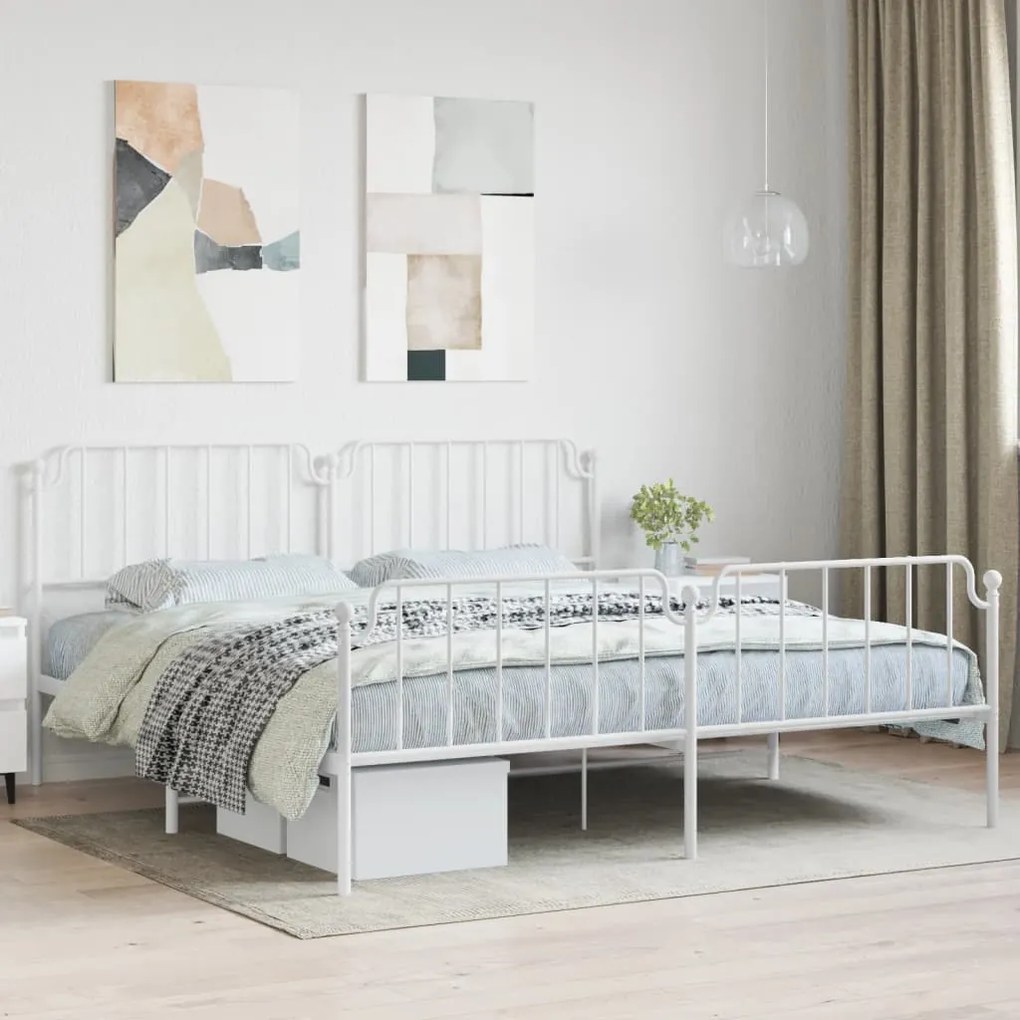 Giroletto Con Testiera E Pediera Metallo Bianco 200x200 Cm /