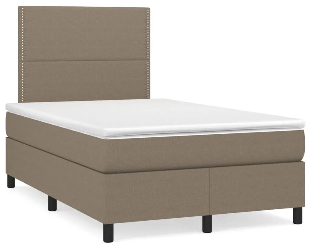 Letto a molle con materasso e led tortora 120x190 cm in tessuto