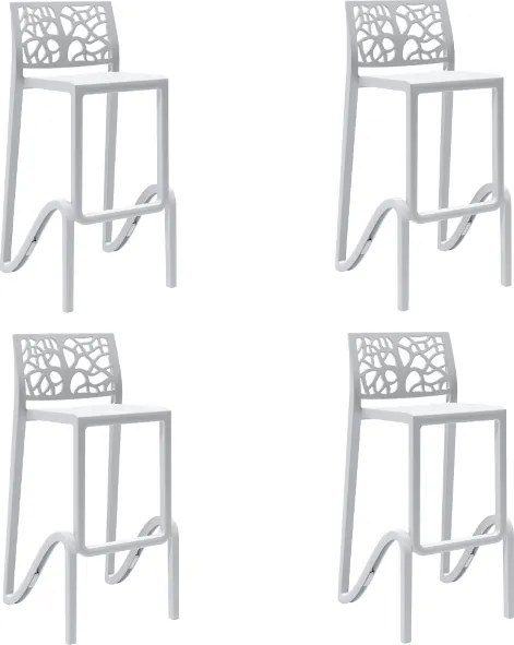 Sgabello bar impilabile alto H. seduta 75 cm TETI Bianco set 4 pezzi