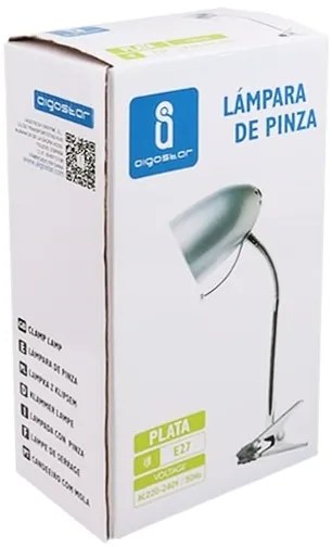 Aigostar -  Lampada da tavolo con morsetto 1xE27/11W/230V argento/cromo