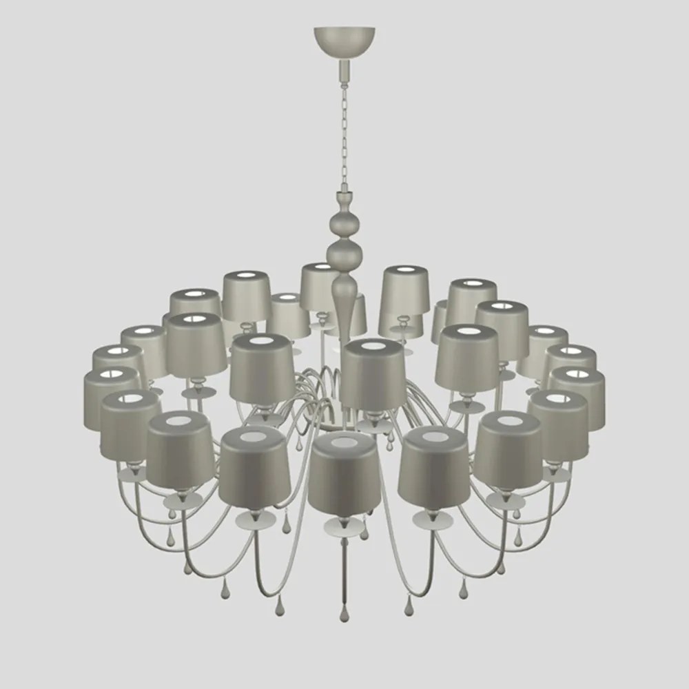 Lampadario Contemporaneo Eva In Plastica Grigio Alluminio 10 Luci