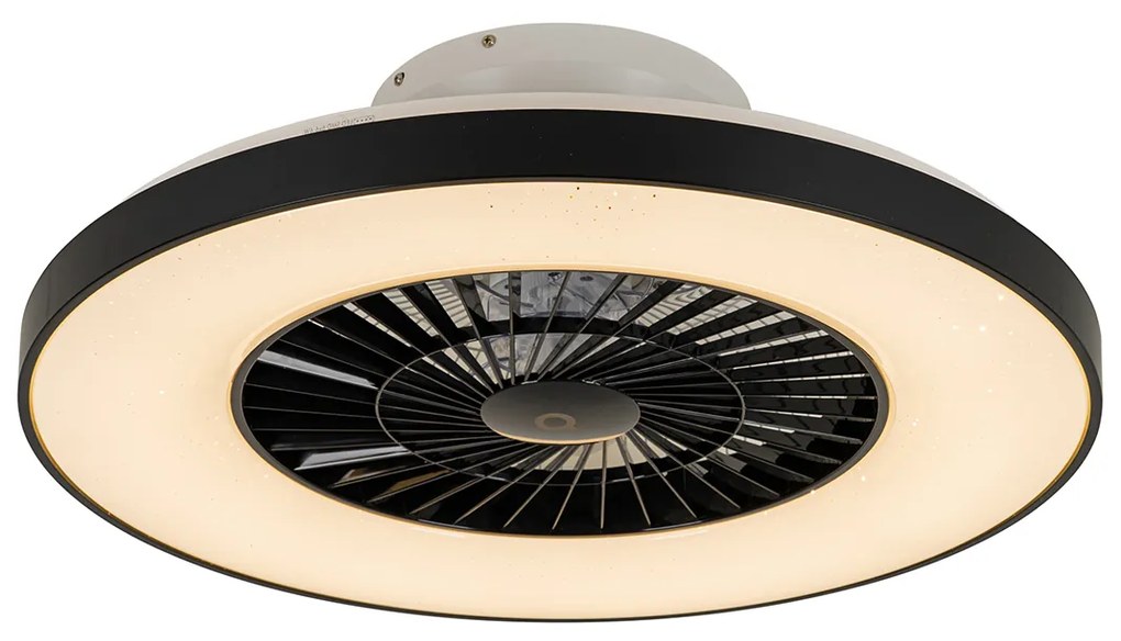 Ventilatore da soffitto smart nero con effetto stellato 60cm incl. LED dimmerabile con telecomando - Climo