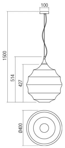 Redo 01-1844 - Lampadario a sospensione con filo SLAG 1xE27/42W/230V diametro 40 cm beige