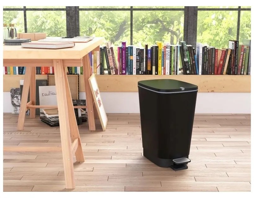 Cestino per la spazzatura nero opaco in plastica con pedale 25 l Chic Bin M – KIS