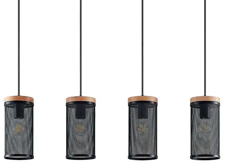 Lindby - Kiriya 4 Lampada a Sospensione Black/Wood Lindby