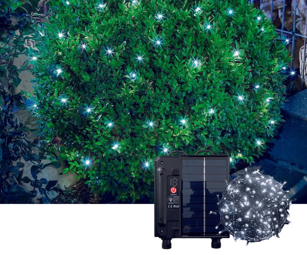 Catena di luci per esterno energia solare 20 metri Bianco Freddo