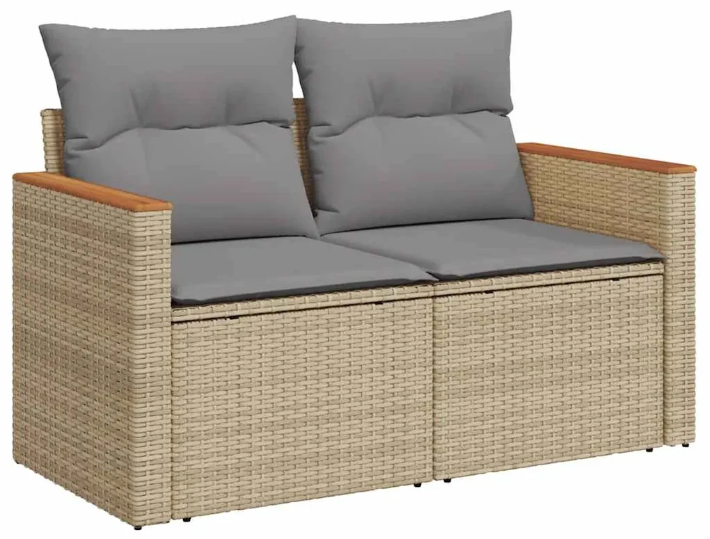 Set divano da giardino 6 pz con cuscini beige in polyrattan
