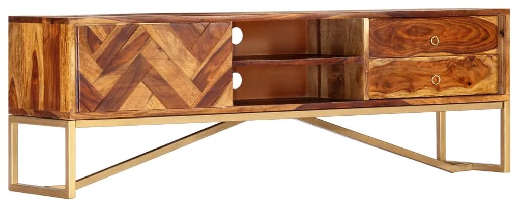 Mobile Porta Tv 140x30x45 Cm İn Legno Massello Di Sheesham /