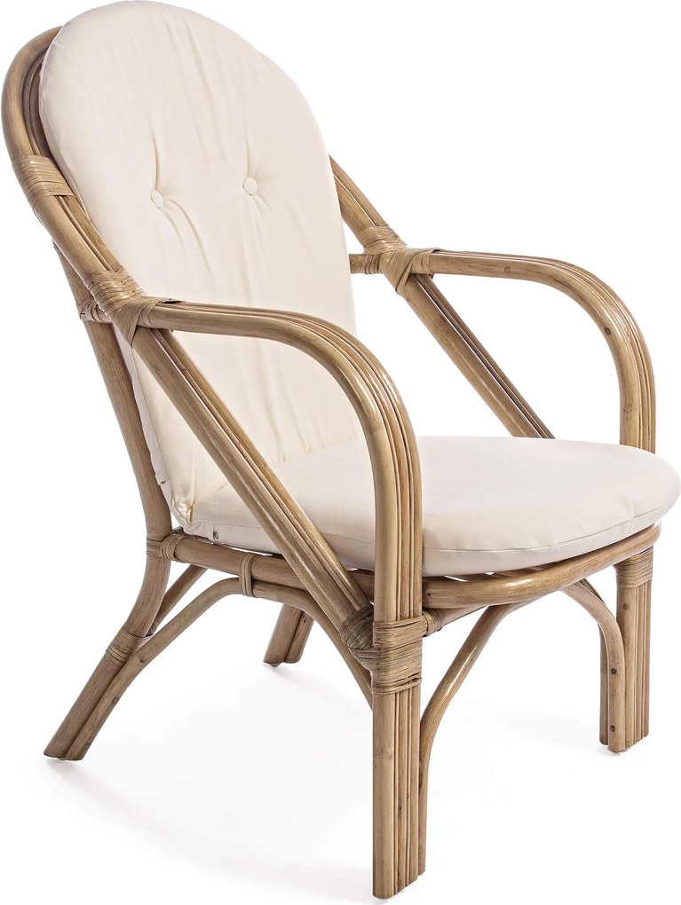 Poltrona da Giardino 64x77x89 cm in Rattan con Cuscino Golf Beige...