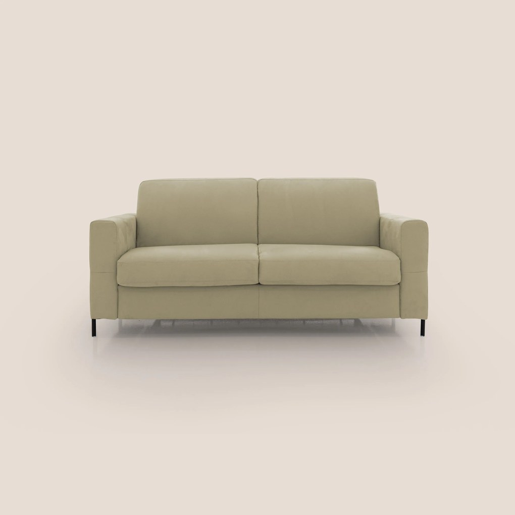 Ortensia divano letto materasso H18 cm con piedi alti in elegante microfibra smacchiabile T11 beige