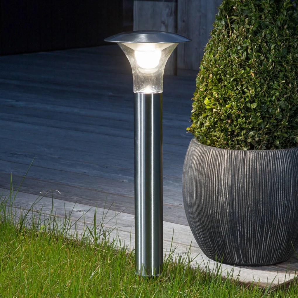 Lindby Lampada LED con picchetto Jolin, 66 cm, acciaio inox