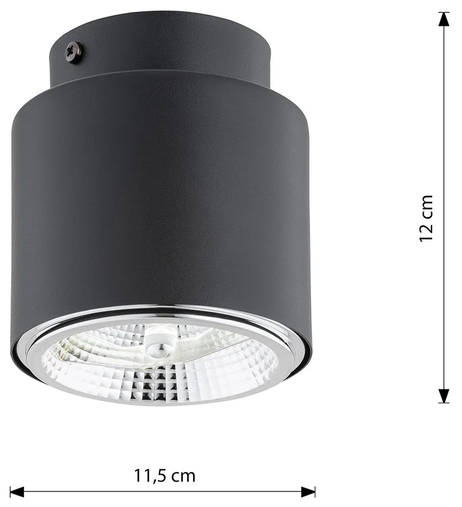 Plafoniera Moderna 1 Luce Faretto Ptah In Acciaio Nero