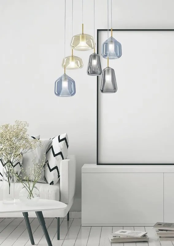 Lampadario Glamour X-Ray oro paralume bianco 6x G9 Ø60cm MILOOX