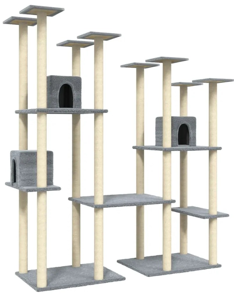 Albero per gatti con tiragraffi in sisal grigio chiaro 174 cm