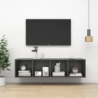 Armadietto da Parete per TV Grigio 37x37x142,5 cm in Truciolato