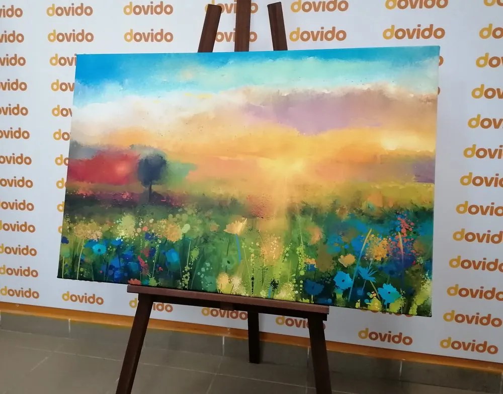 Quadro su tela – Pittura a olio di fiori di campo