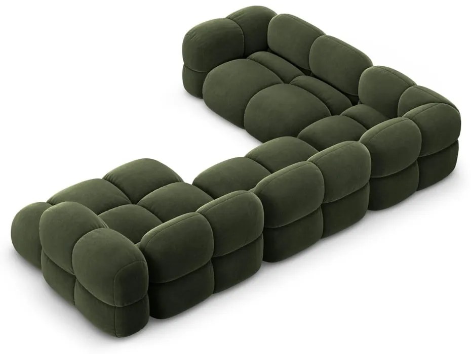 Divano angolare verde (con penisola a sinistra/a U) con rivestimento in velluto Loretto – Cosmopolitan Design