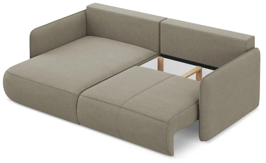 Divano angolare beige allungabile/con contenitore (con penisola a sinistra) Nanea – Makamii