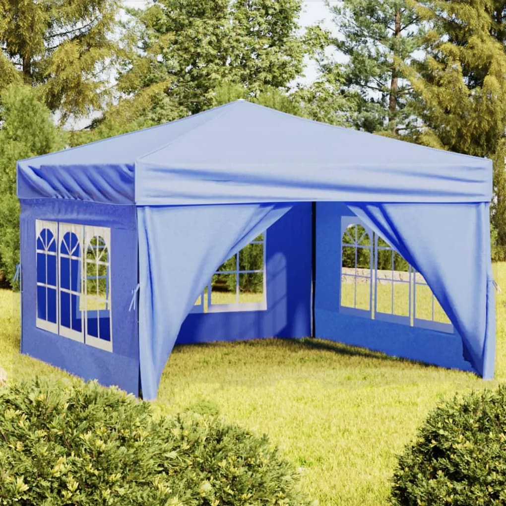 Tenda Per Feste Pieghevole Con Pareti Laterali Blu 3x3 M /
