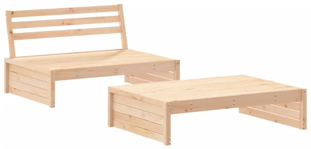 Set Divani da Giardino 2 pz con Cuscini in Legno Massello