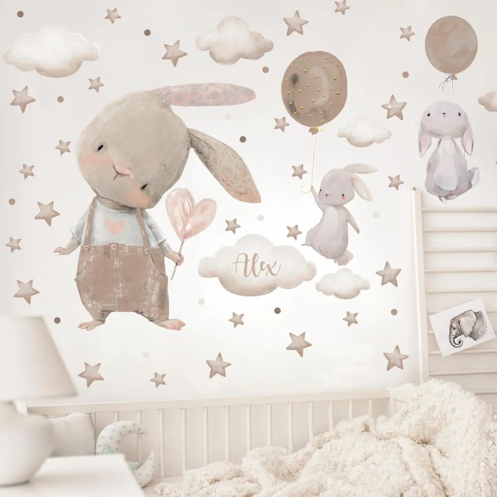 Coniglietti nel design marrone - adesivi per bambini | Inspio
