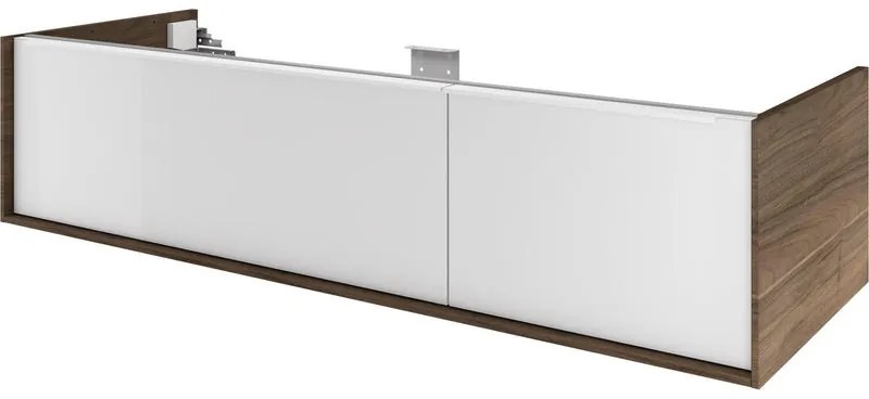 Mobile da bagno sospeso sotto lavabo L 135 x H 32 x P 48 cm noce laccato lucido, 1 cassetto SENSEA Neo