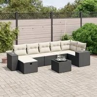 Set Divani da Giardino con Cuscini 8 pz Nero in Polyrattan 3264462