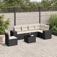 Set Divani da Giardino con Cuscini 7pz Nero Polyrattancod mxl 112451