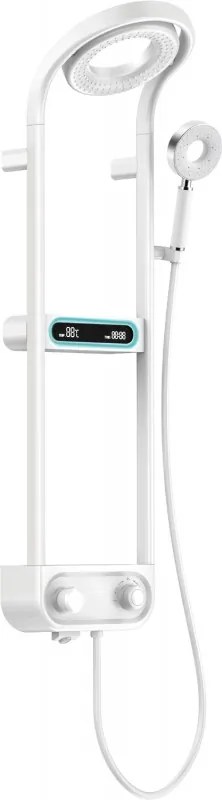 Mexen Peak set doccia esterno con soffione e miscelatore, display LED, bianco - 78106-20