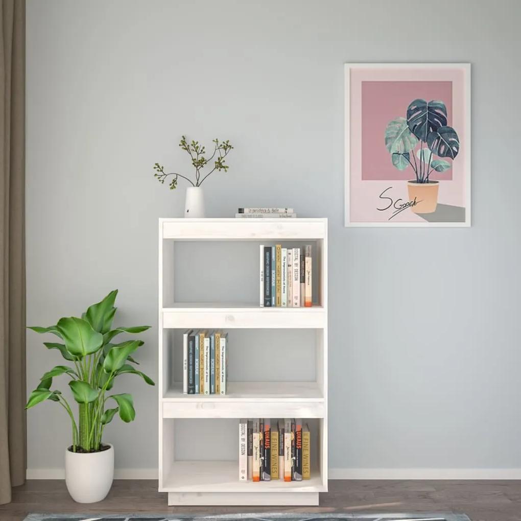 Libreria/divisorio bianco 60x35x103cm in legno massello di pino