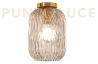 Plafoniera ottone satinato 1 luce vetro ambra 1181os-pl1-am