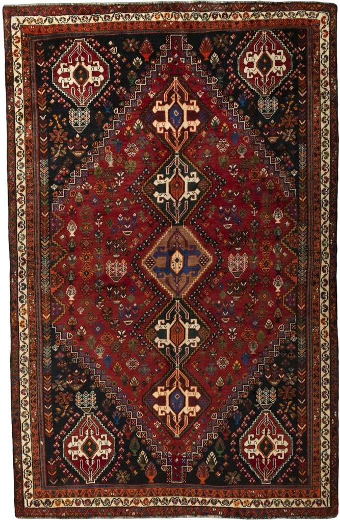 Shiraz Tappeto 170x270 Rosso (Iran) Annodato A Mano