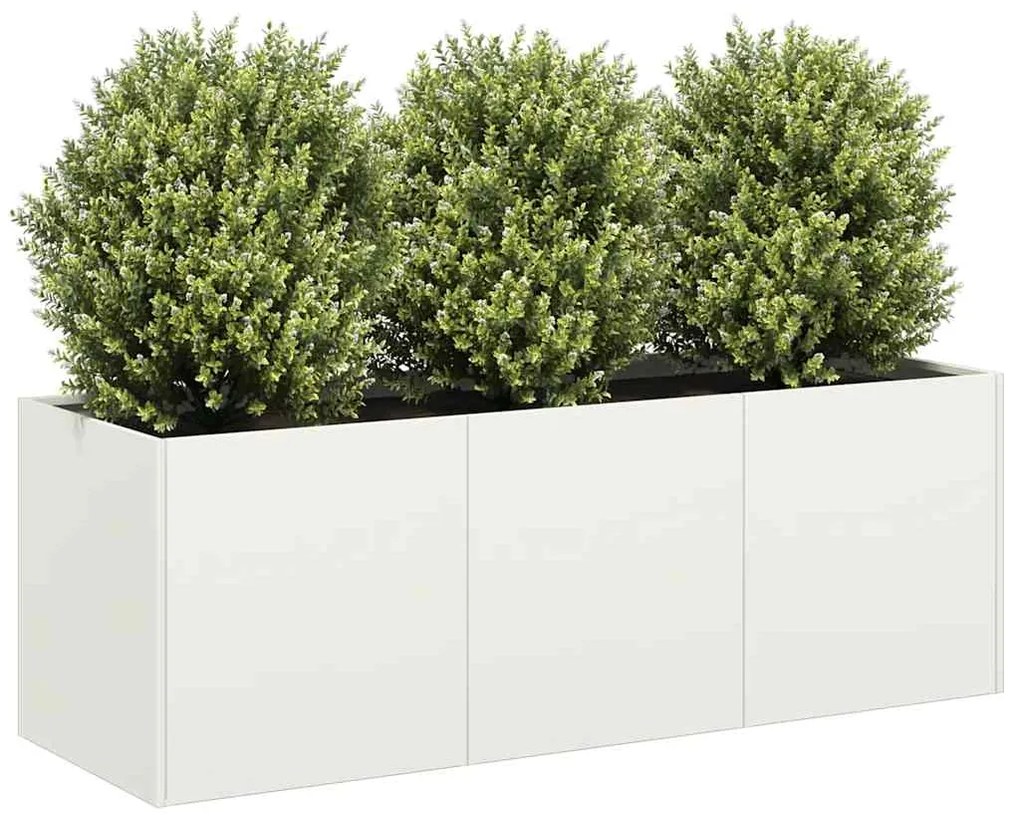Fioriera Bianca 120x40x40 Cm İn Acciaio Laminato A Freddo /