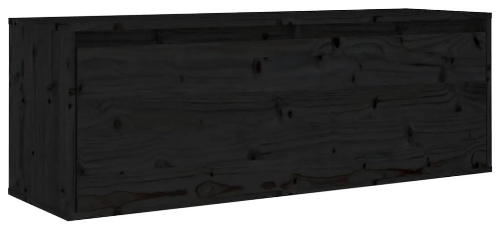 Pensile nero 100x30x35 cm in legno massello di pino