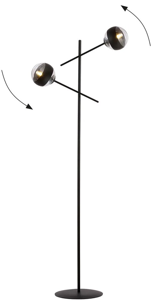 Piantana Contemporaneo Yama Acciaio Nero 2 Luci E14 Ip20