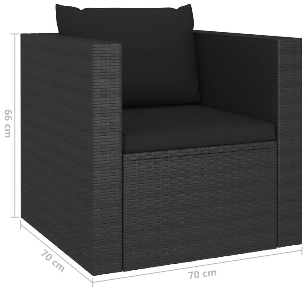 Set Divani da Giardino 4 pz con Cuscini in Polyrattan Nero