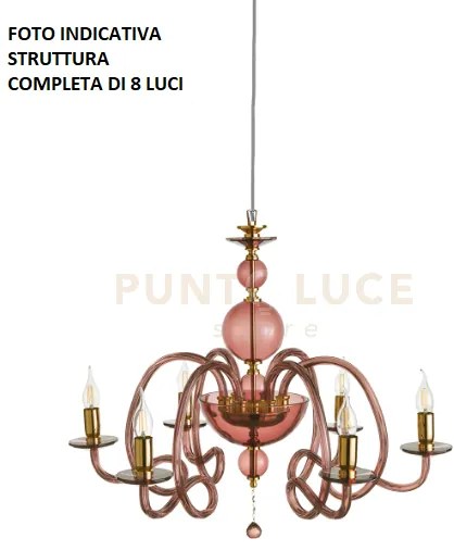 Lampadario vivaldi 8 luci borgogna oro attacco e14 d.88cm